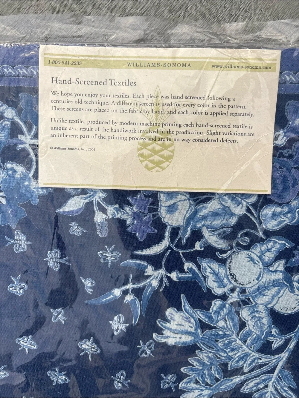 Williams Sonoma Placemats Set 4 Blue Hand Screened NEW